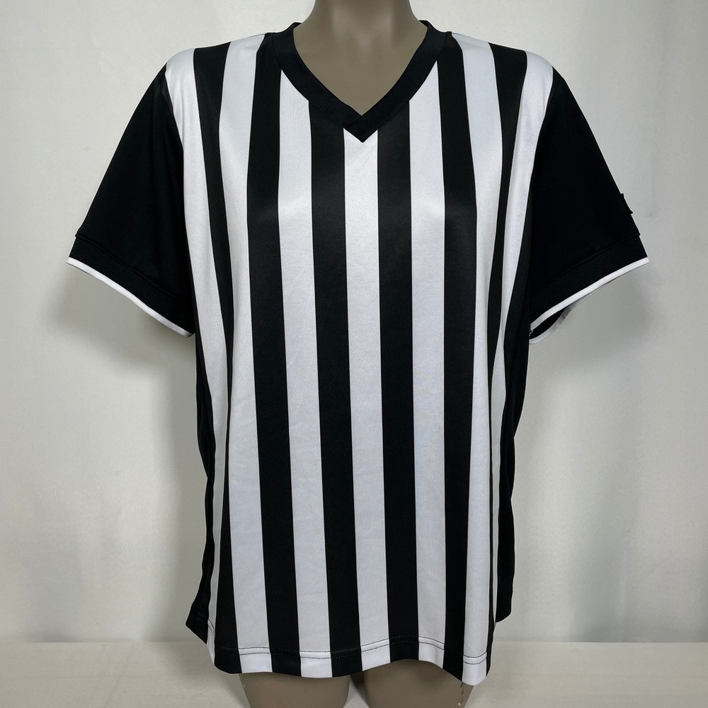 Foot Locker Referee Performance Black White Striped Jersey Shirt Women's XL